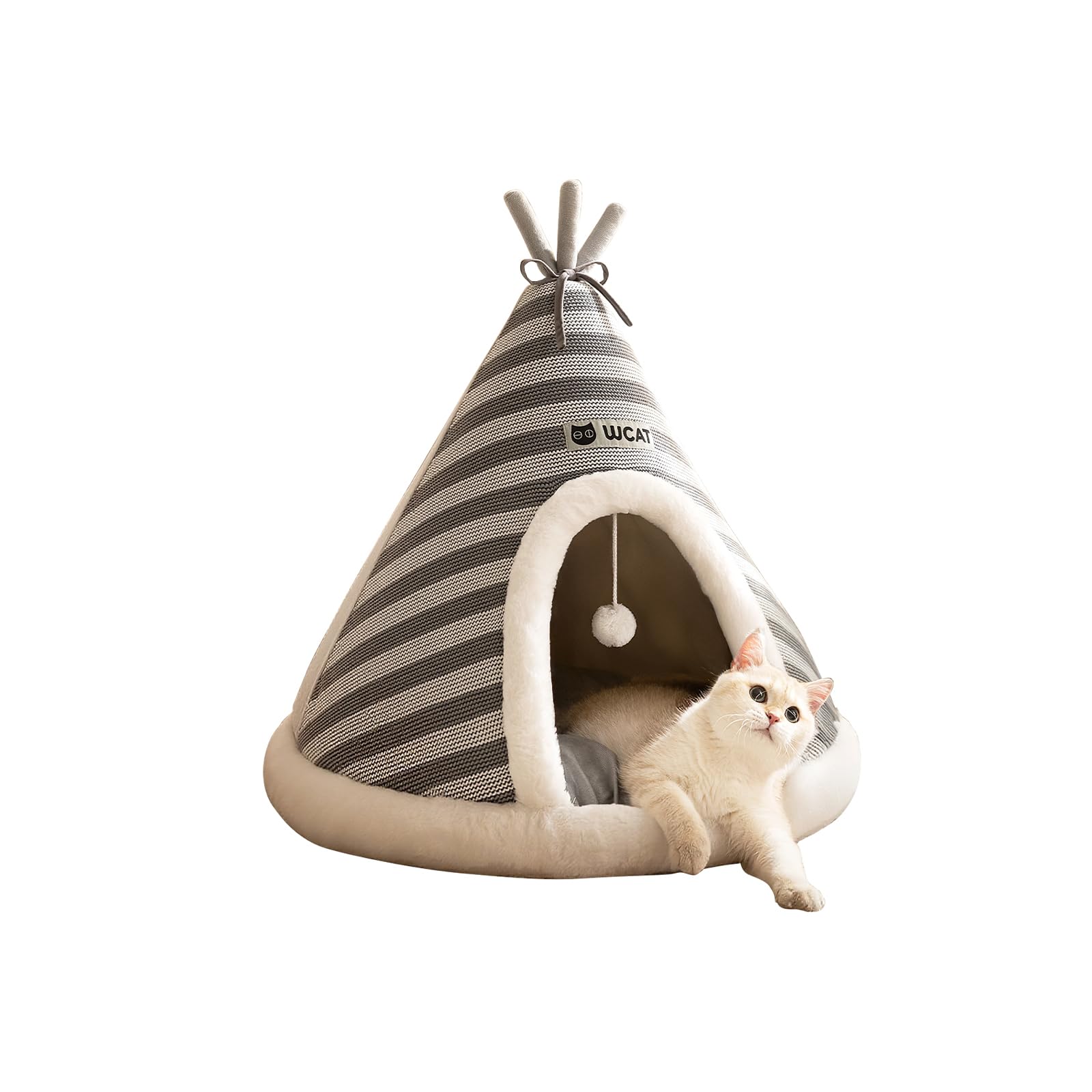 Galatée Legowisko dla kota, uroczy domek dla kota, igloo ze zdejmowaną poduszką, wygodne trójkątne tipi, ciepłe gniazdo dla zwierząt domowych, ulepszony sen (XL, szare)