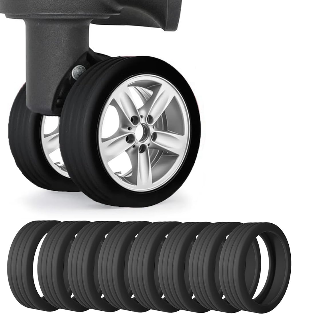Protectores De Ruedas Para Maleta - Pack De 8 Fundas De Silicona, Antirruido, Protegen De Golpes Y Rozaduras, Fáciles De Poner - Varios Colores Para Identificar Tu Equipaje