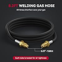 Vista 5 de ARCCAPTAIN Reguladores de CO2 de argón con manguera de soldadura de gas inerte de 8.2 pies, regulador de soldadura para MIG y TIG, 0-4000 PSI, 0-30+