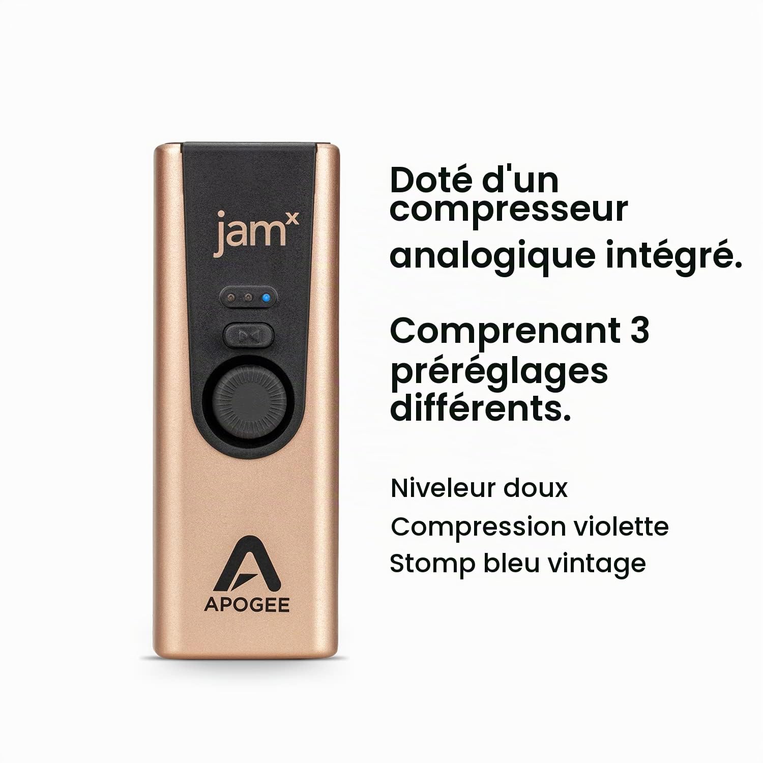 Apogee - Jam X - Interface audio USB portable pour guitares et instruments, pour iOS, macOS et PC, compression analogique intégrée, Ableton Live Lite gratuit, Neural DSP Archetype Tim Henson