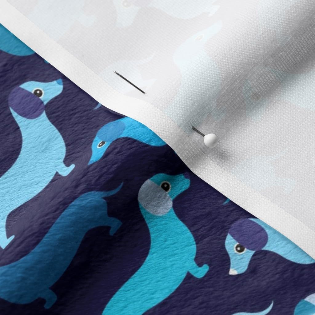 Spoonflower Fabric - Blue Boy Dog Dachshund Illustration Pattern Nursery Puppy Winter Pets Printed on Minky Fabric by The Yard - Sewing Baby Blankets Quilt Backing Plush