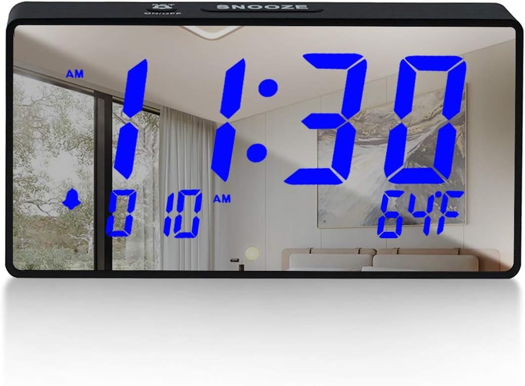 BOCTOP Desk Digital Alarm Clock, Large Numbers 6" LED Display, with USB Port for Charging, 0-100% Brightness Dimmer, Temperature, Snooze , Adjustable Alarm Volume，Small Bedside Clocks.