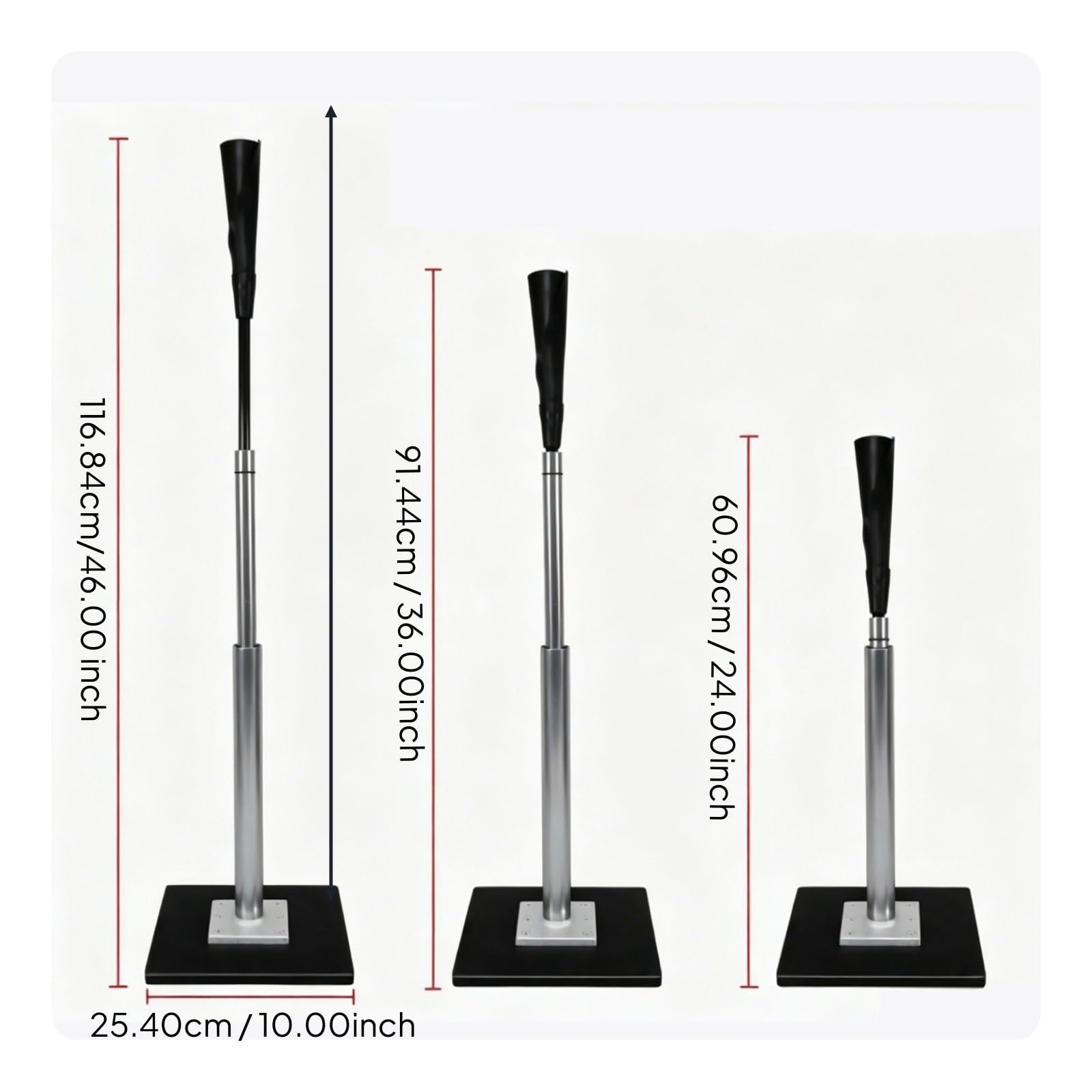 tee de Bateo Ajustable Base Sólida Soporte de Entrenamiento de Béisbol Soporte de Bateo de Softbol Construcción en Aleación de Aluminio Altura