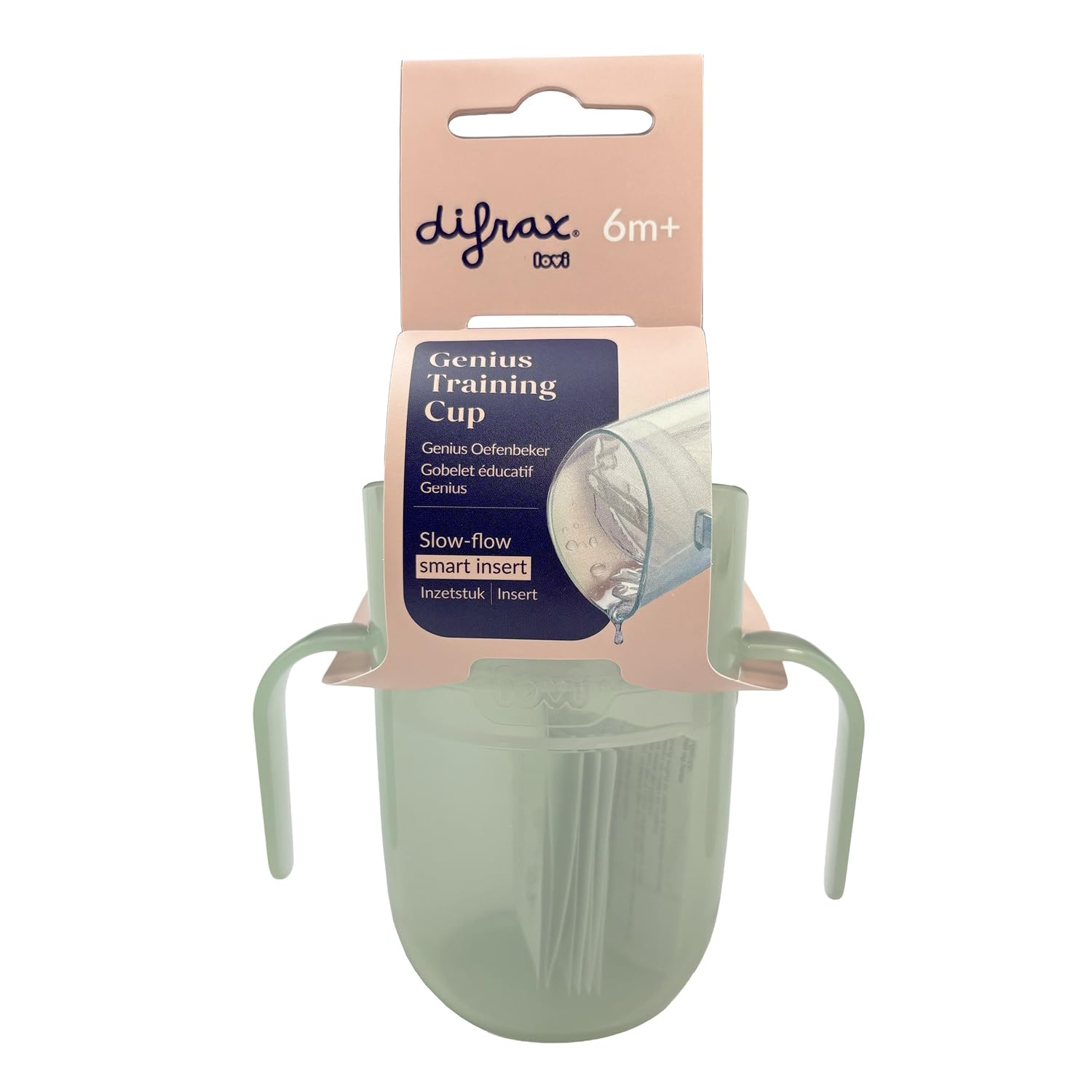 Difrax LOVI Genius Tasse d’Apprentissage Bébé – 150 ml – Débit Lent – Pour Apprendre à Boire – Utilisable dès 6 Mois – Vert