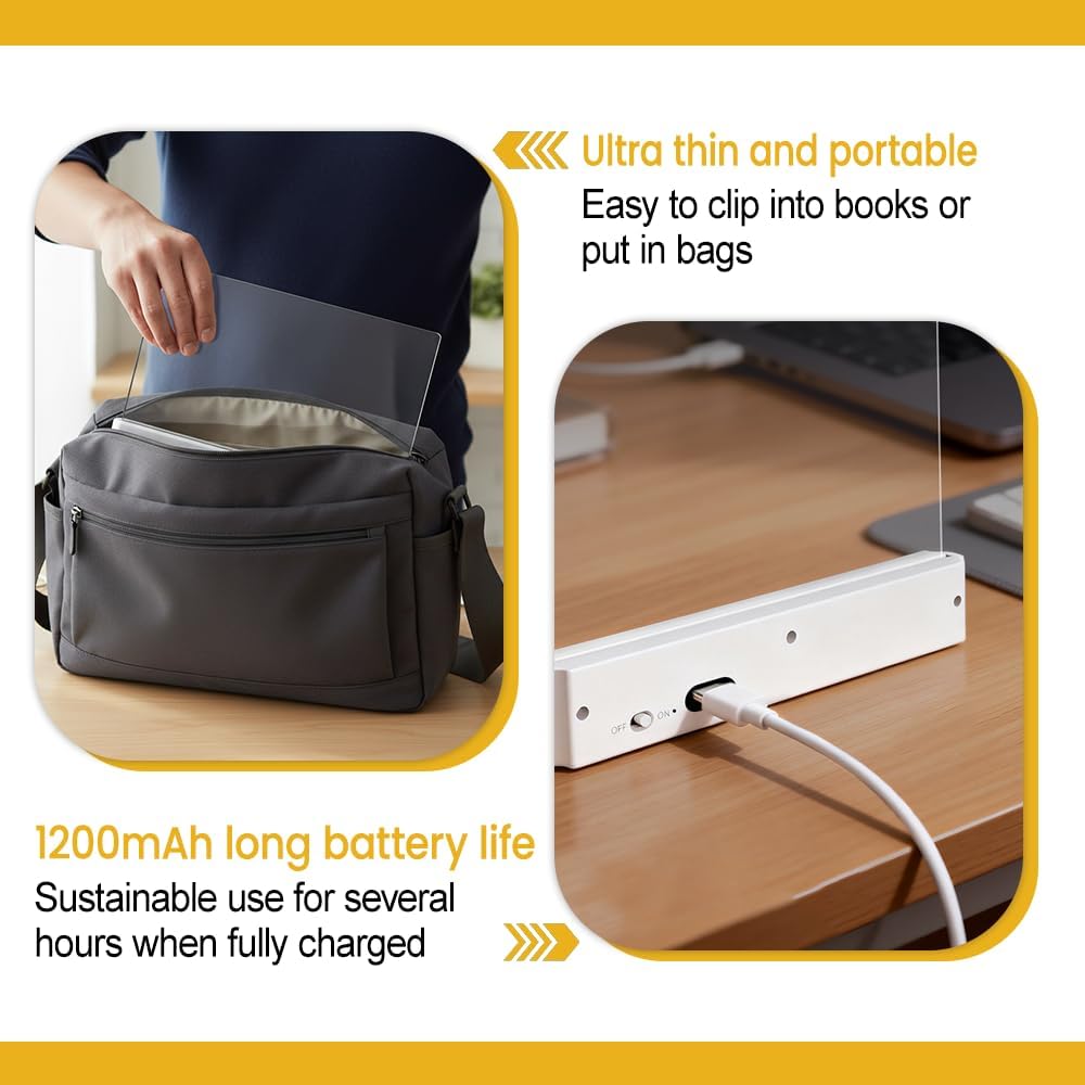 Smart Reading Light, LED Book Light Rechargeable Clear LED Flat Reading Light for Night Reading