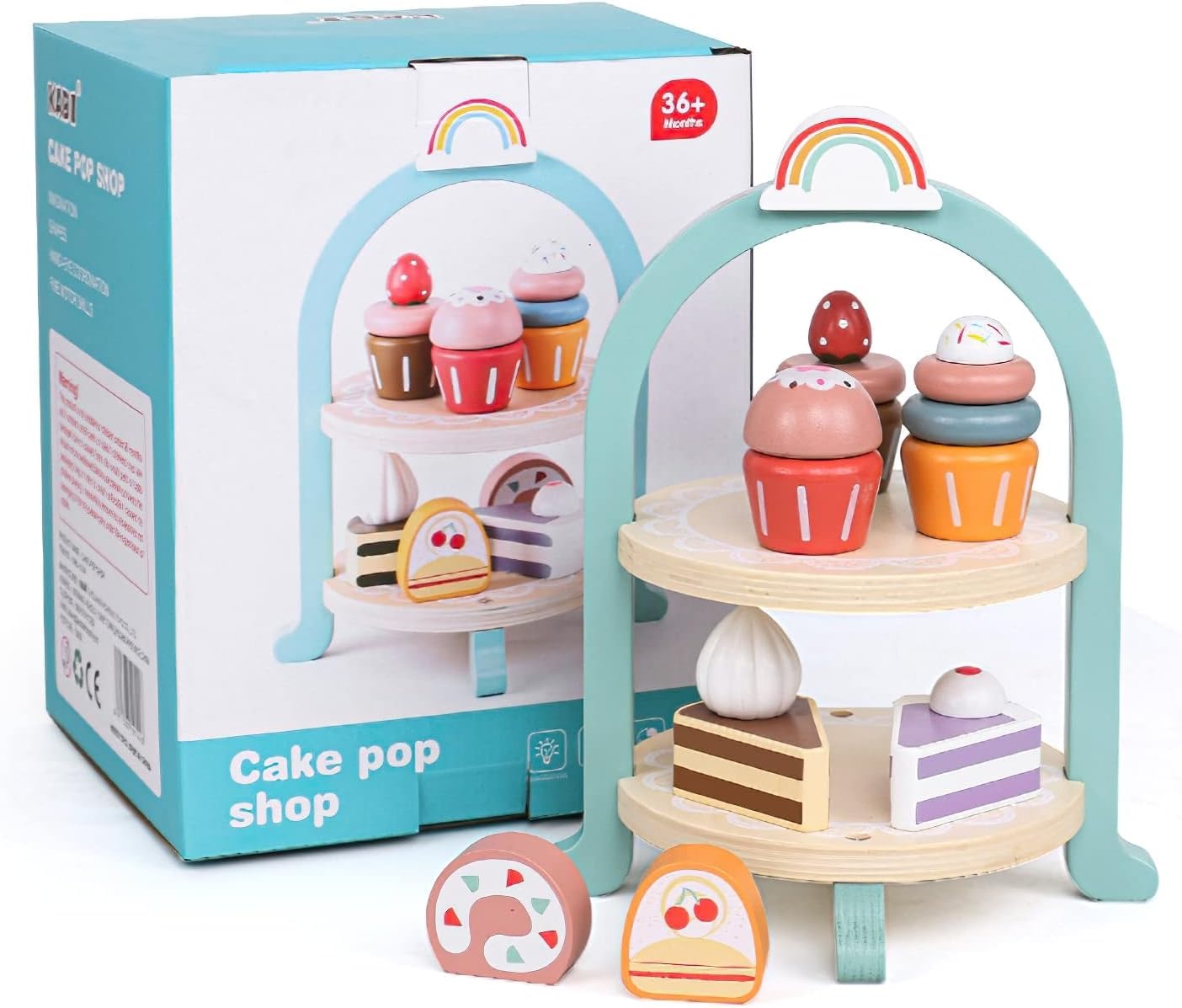 BLiSS HUES Wooden Cupcake Stand- 8 Pcs Toddler Tea Set & Food Pretend Play Accessories- Kitchen Playset for Kids (B0CV7XGX52) Amazon Price History, Amazon Price Tracker