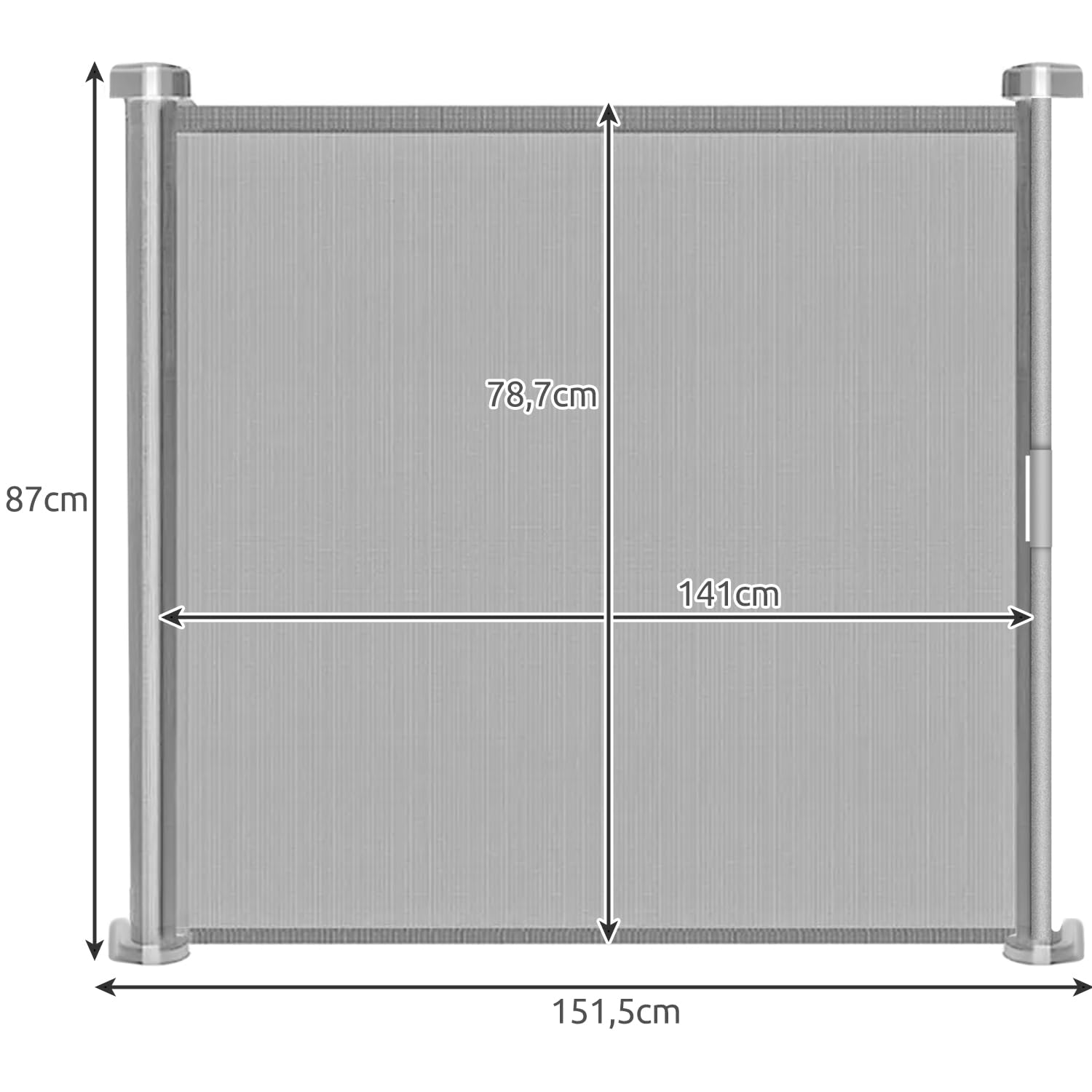 Griglia di protezione per scale estensibile, 87 x 151,5 cm, altezza 87 cm, grigio 22940