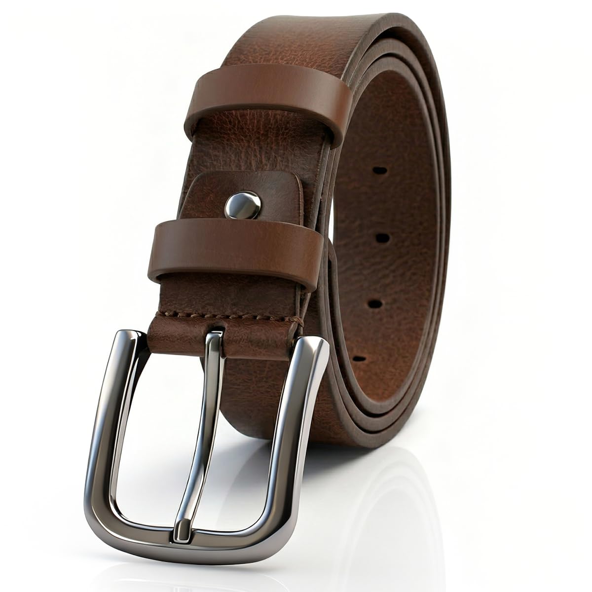 [Test SEHR GUT, Note 1.1] Here Mood Herren Leder Gürtel 4cm, Ledergürtel, Herren-Gürtel aus Echt Büffelleder, Vatertagsgeschenk für Papa Mann, Männer Geschenk, Herrengürtel, Männergeschenke