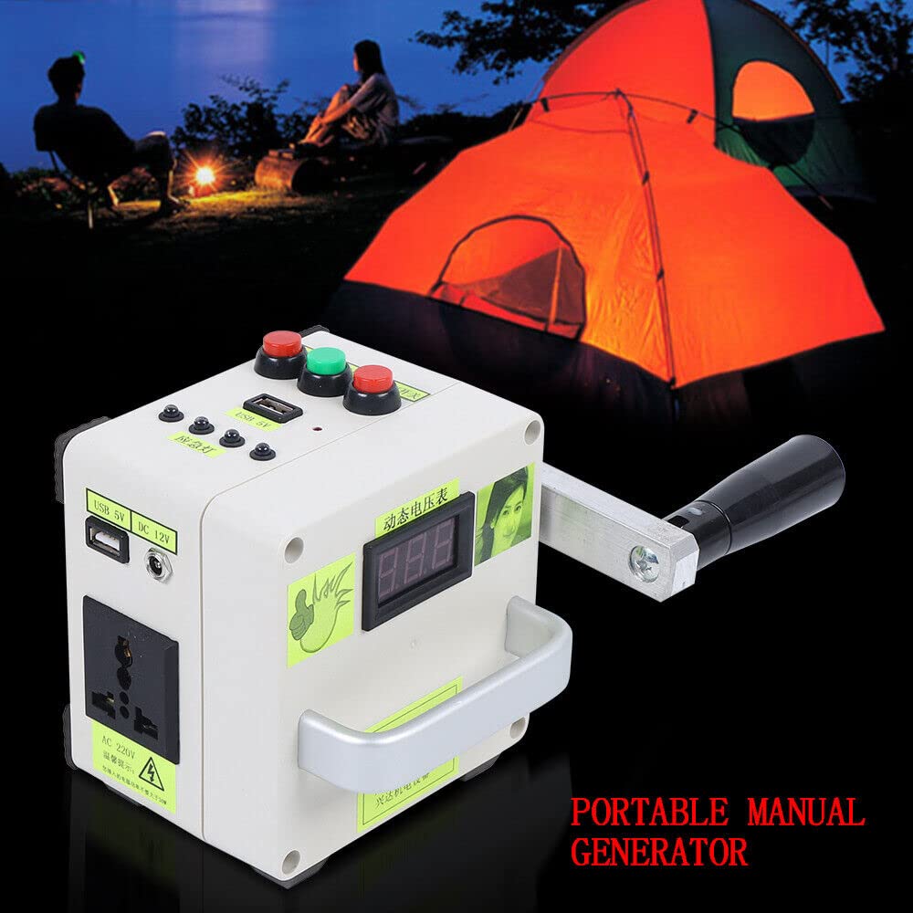 Draagbare handmatige zwengelgenerator, multifunctionele handslinger, stroomgenerator, noodlader, USB-laadgenerator voor noodcommunicatie, toerisme, noodstroom, 220 V