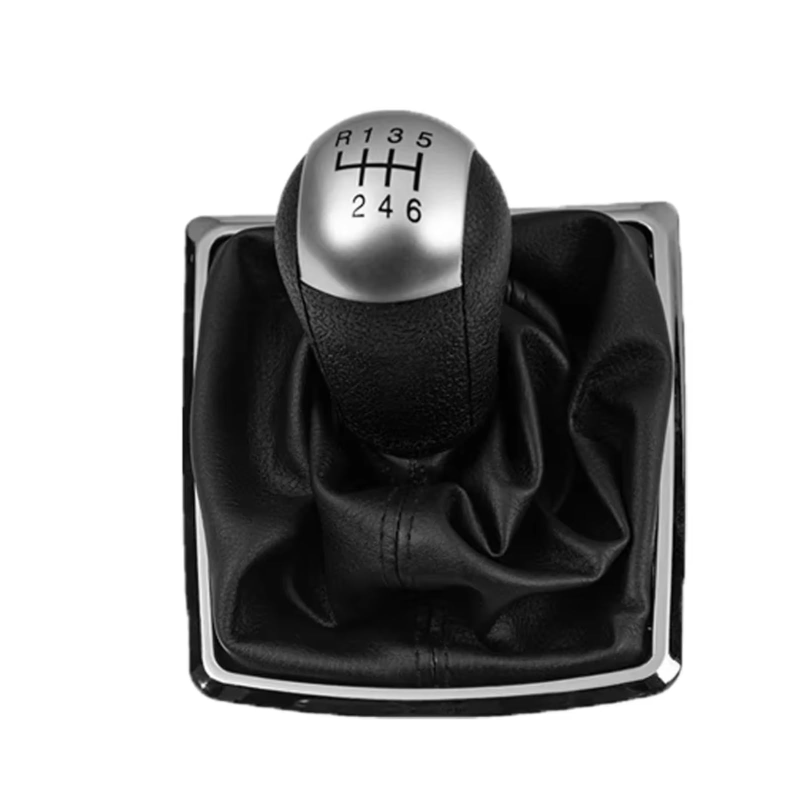 HILLAR Car Gear Stick Knob for Focus 2 for Mondeo MK2 2005 2006 2007 2008 Gear Shift Knob Lever Gaitor Shifter Boot Cover Case(Silver 6Speed)