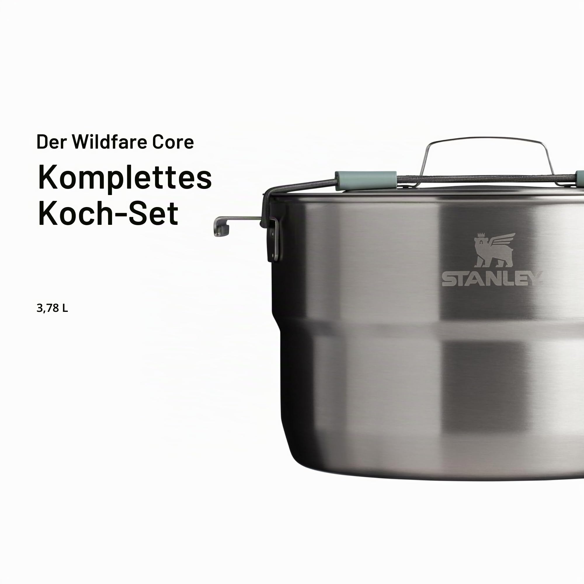 Stanley 1913 Wildfare Full Serve Cookset 3.78L - Shale/Charcoal | Edelstahl-Camp-Kochset - Packbar - Spülmaschinenfest - BPA-frei - Für Camping und Wandern