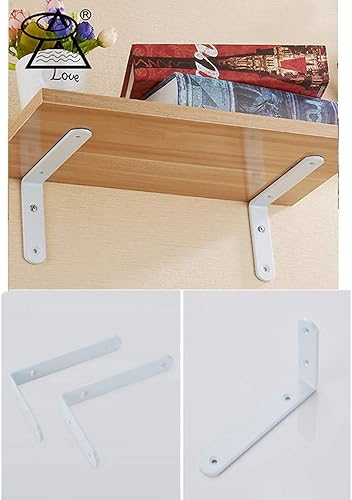 Miniatura 6 de Soportes para estantes blancos, 4 pulgadas, 6 pulgadas, 8 pulgadas, soporte de estante de metal de 10 pulgadas, grosor de 0.157 in, soporte de