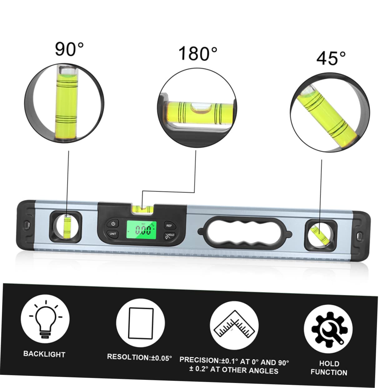 HOMSFOU Mini Goniometro Digitale Inclinometro Livella e Misuratore Angolare Con Display Lcd Retroilluminato Precisione Elevata Per Falegnameria e Ingegneria Edile Compatto e Facile Da