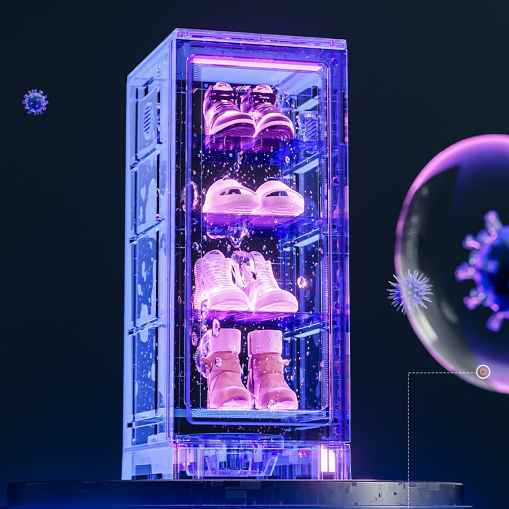 Armadio Asciuga Scarpe, Asciugatore per Scarpe a Temperatura Costante di 60°, Grande capacità di 84 Litri, può Contenere 6-8 Paia di Scarpe, Design a 4 Livelli, Funzione Deodorante
