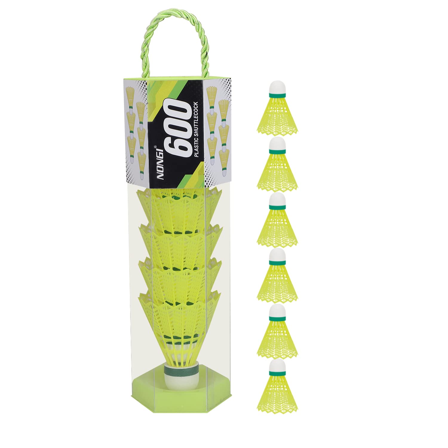 NONGI 600 Plastic Badminton Shuttlecocks for Indoor Outdoor Badminton Sports - Color Yellow - Speed Medium - Pack of 6 Shuttle (B0B13VY5JN) Amazon Price History, Amazon Price Tracker