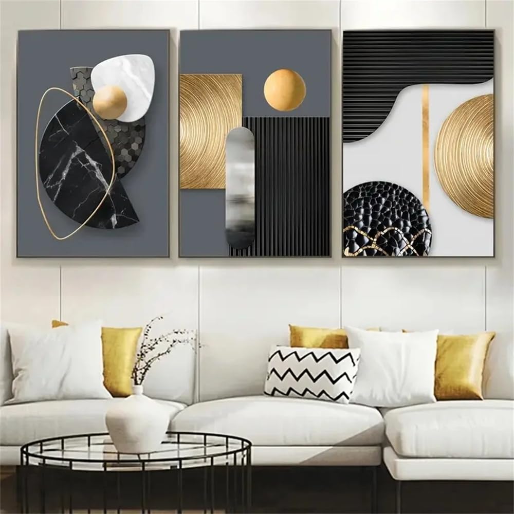 Wuhbcz White Canvas Paints-Abstract Canvas Poster Geometry Art Beautiful Marble Art Modern Minimalist Design For Living Room Kitchen Office Bedroom Home Decor-60 * 80Cm/3Pcs (No Frame)