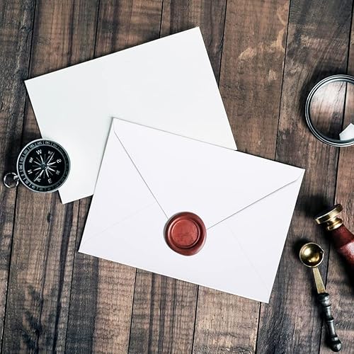 Miniatura 4 de 50 paquetes de sobres A7 para invitación, sobres blancos de 5 x 7 pulgadas con solapa en V, ideal para graduación, invitación, baby shower, boda y