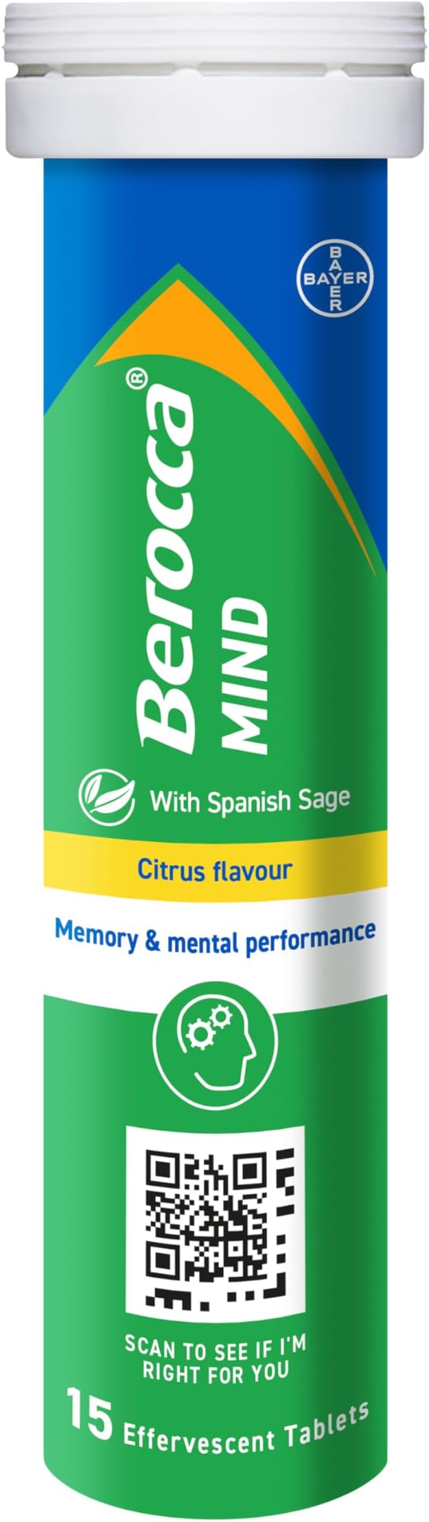 Mind Effervescent Tablets Including B Vitamins, with Spanish Sage to Support Memory and Mental Performance - 15 Tablets - Citrus Flavour