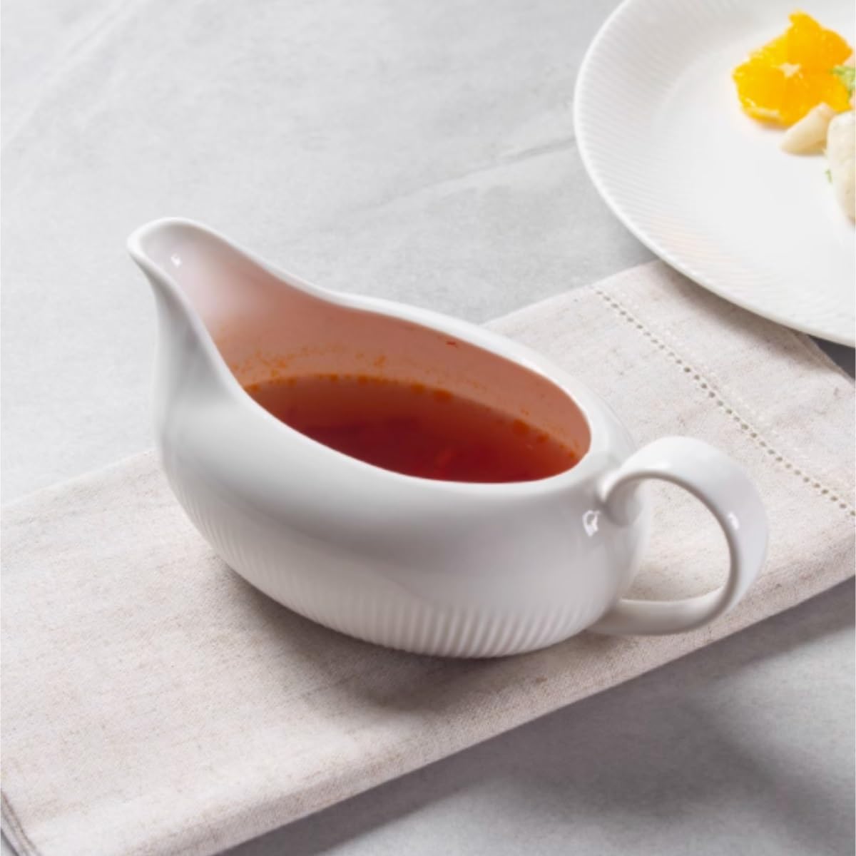 Sosjerka Biały Ceramiczny Garnek Do Gotowania Sosu, Przypraw, Stek Zachodni, Sok, Tłusta Łódź Zastawa Stołowa