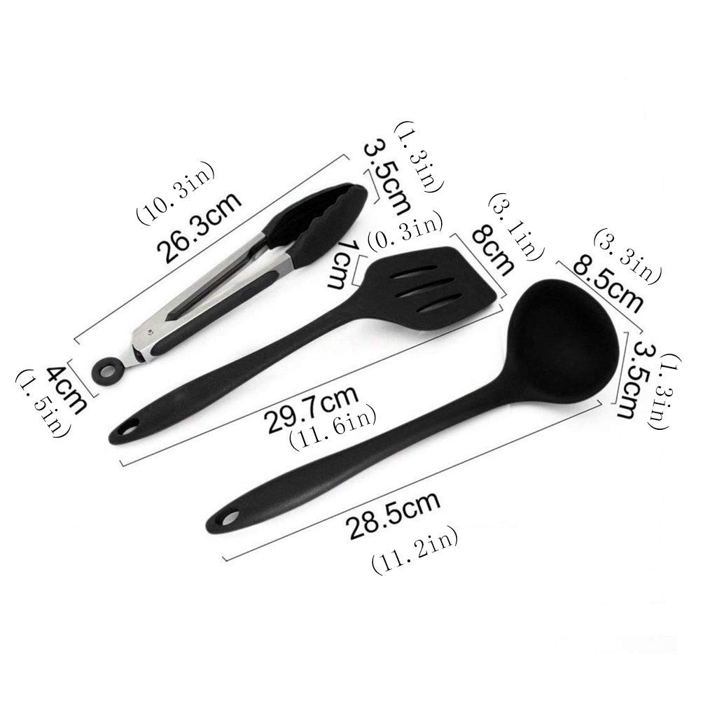 Spatola per wok 10 pezzi in silicone Utensili da cucina Set antiaderente Spatola Cucchiaio set alimentari morsetto Frullino cucina attrezzo della famiglia cottura spatola da cucina ( Color : A )