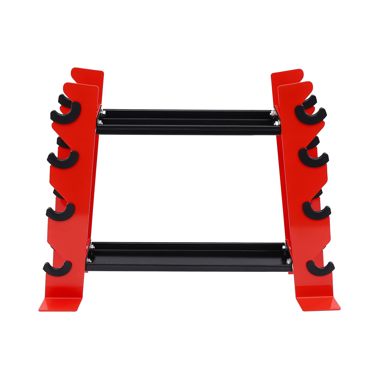 Supporto multifunzione per manubri, robusto supporto per manubri con 8 ripiani laterali + 2 ripiani centrali, portata 150 kg, anelli di protezione in gomma e design salvaspazio per casa, palestra