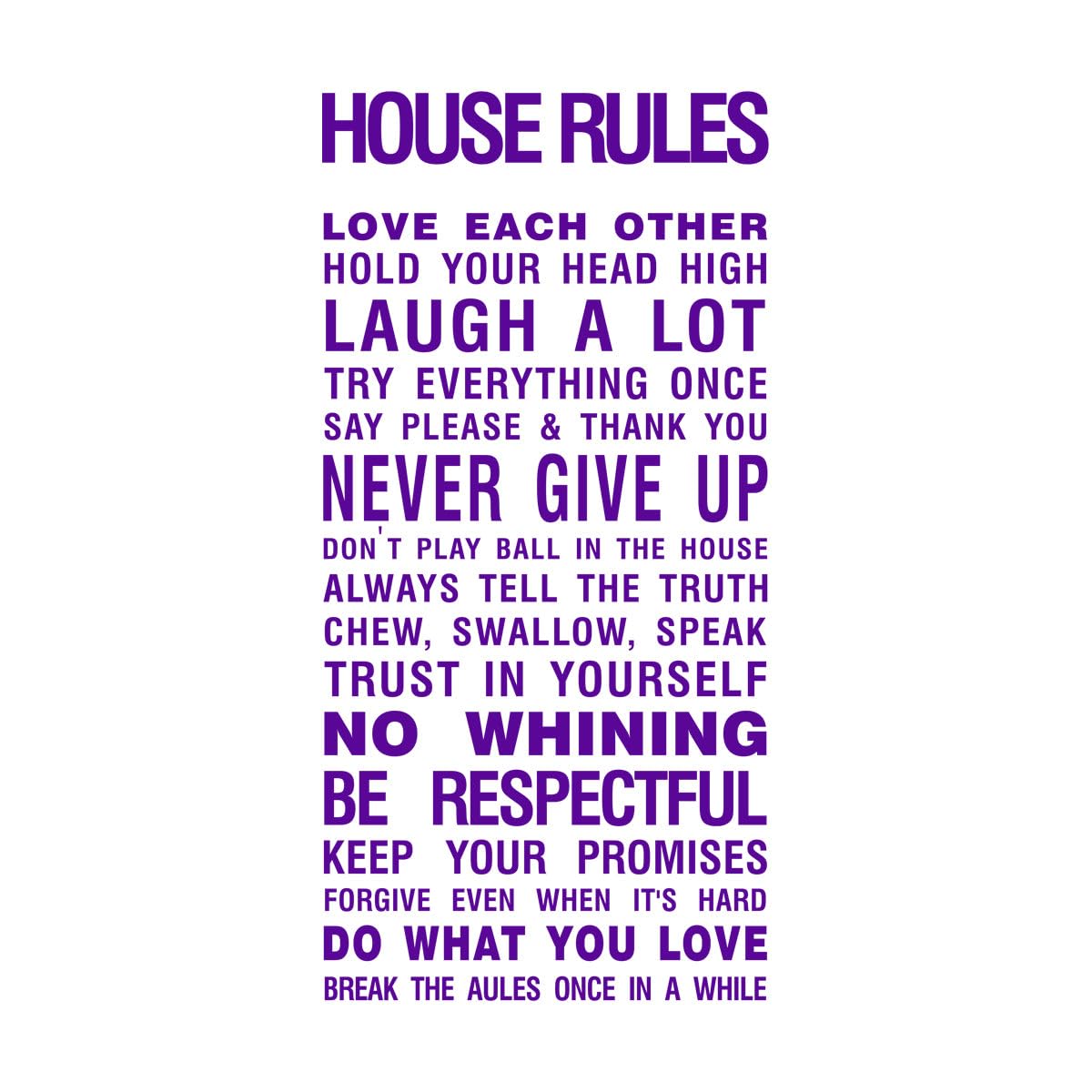 House Family Home Rules Quote Wall Stickers Art Dining Room Wall Decals Home Decoration Accessories for Living Room Bedroom Extra Large - 75x153cm — image 1
