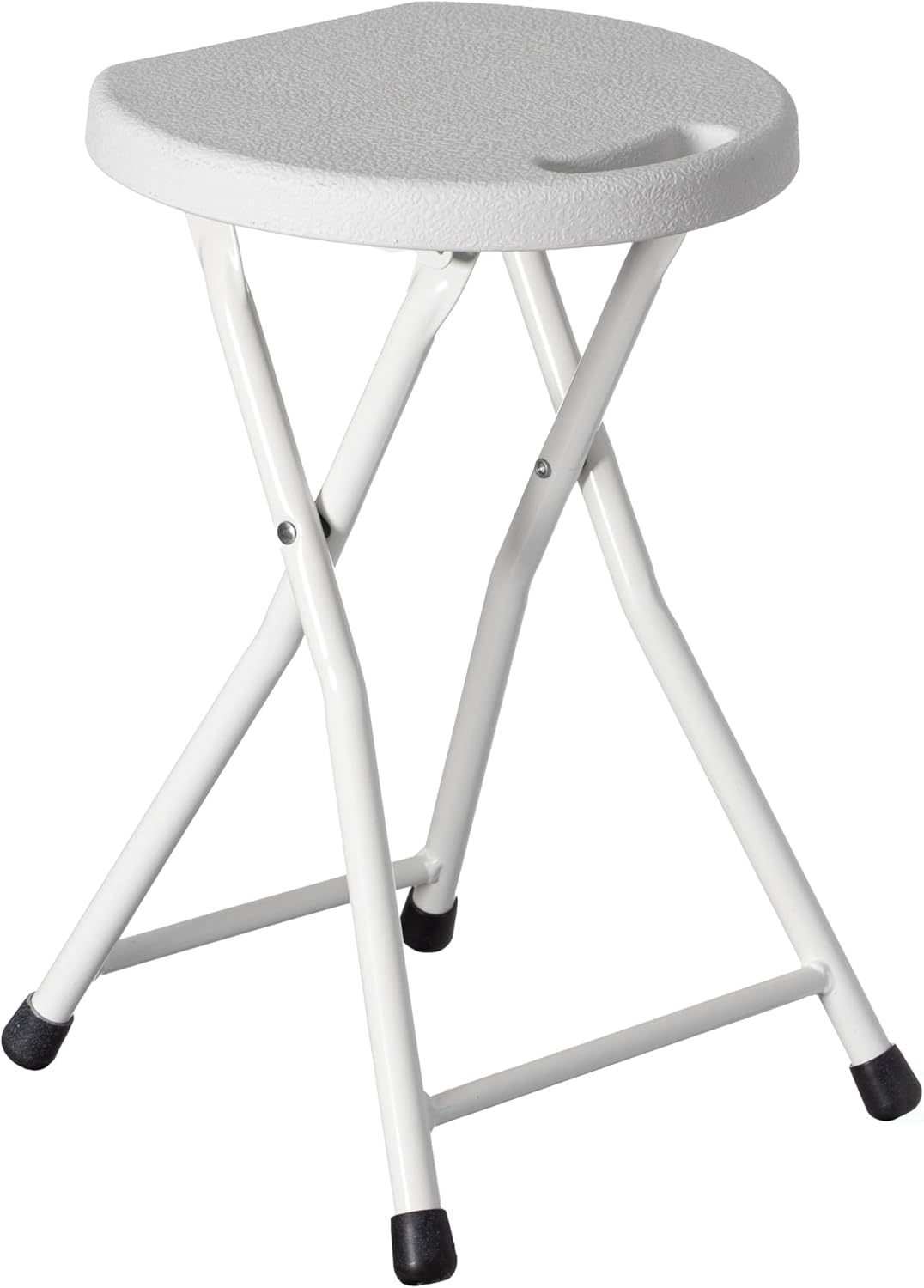 Basicwise Portable Folding Stool with Handle Compact Chair with Non-Slip Feet and Metal Frame Legs for Indoor & Outdoor Use Ideal for Dorm Kitchen Vanity Game Room Garden Porch & Home Bar, Black