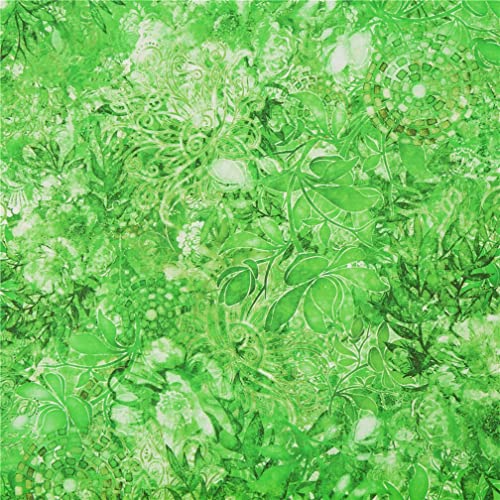 Tela verde intenso de la colección Floralessence diseño ombré Quilting Treasures flores superpuestas 100% algodón USA Cover