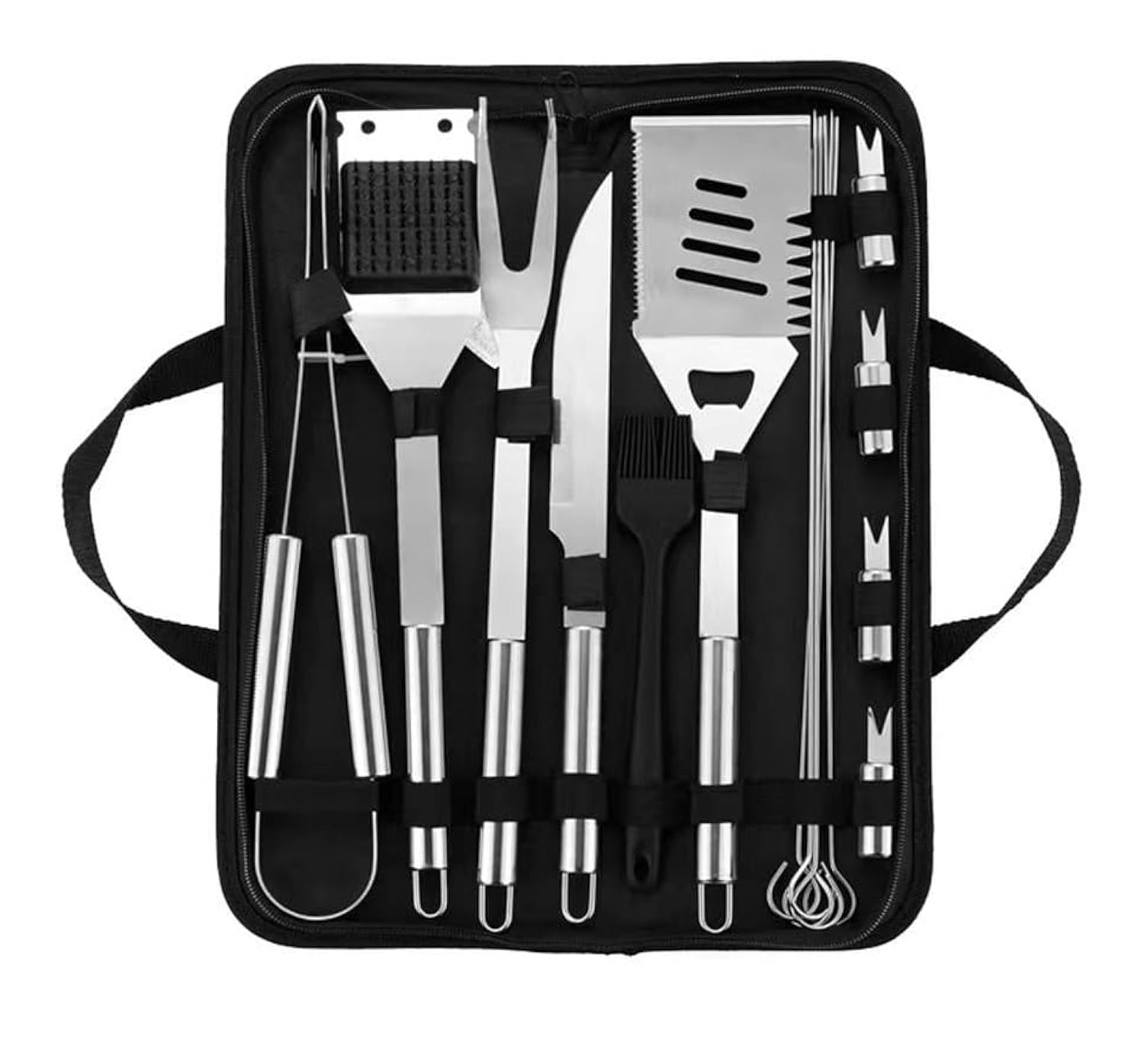 Mybluesi 15 PCS Grill Accessories,ShowTop BBQ Grill Utensil Tools Set,15 Piece Barbecue Grilling Set,Heavy Duty Stainless Steel BBQ Tools Professional Outdoor Grill Kit with Storage Case Bag.