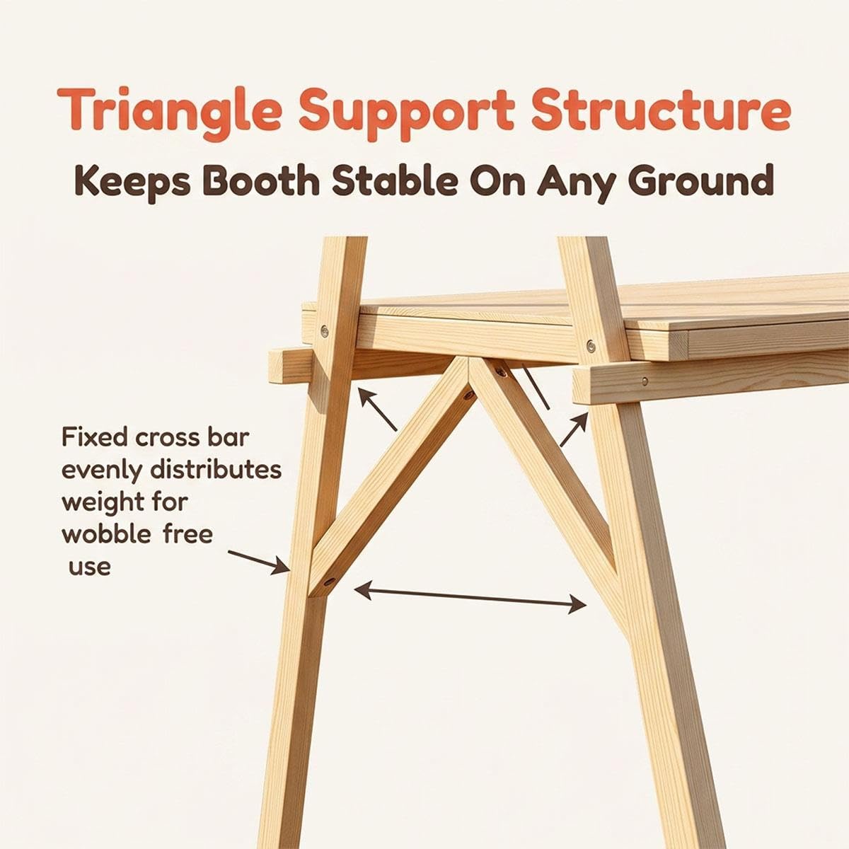Stand de Marché Pliable en Bois avec Auvent Rayé