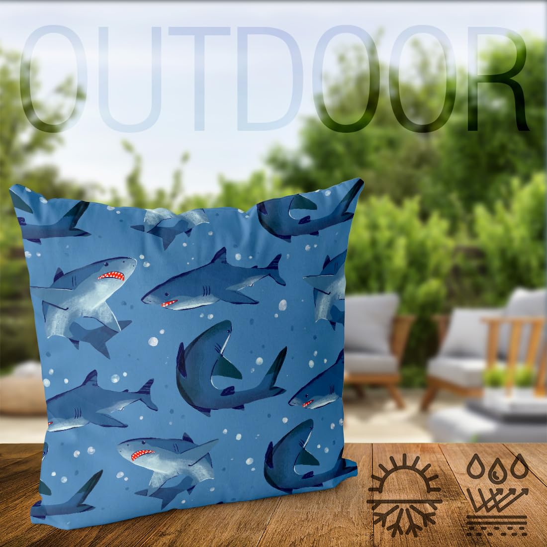 Housse Coussin Salon Chambre Thème Marin Housse De Coussin Décorative 40x61 Cm Avec Motif Requin Bleu Marine - En Polyester Doux - Fermeture Éclair - Pour Canapé, Lit Housse De Coussin Pour Canapé