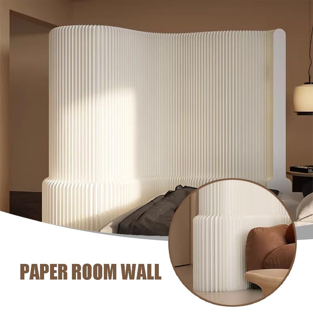 Separadores de habitación de papel, pantalla de privacidad plegable retráctil de 1 a 6 m, decorativo y fácil de mover para el hogar, oficina, estudio, tienda y más