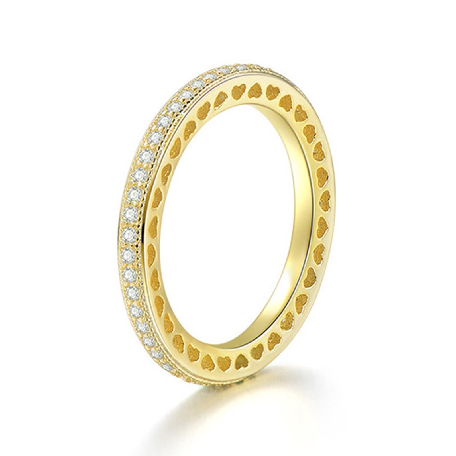 Bague en or jaune 9 K/14 carats moissanite blanche, bague de mariage, bague de fiançailles vintage en forme de cœur creux pour femme