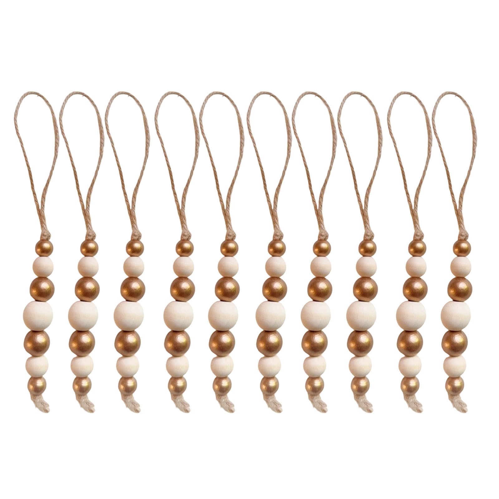 hogtnd 10 Pieces Wooden Beads Christmas Ornaments with Rope for Indoor Outdoor Christmas Decoration Bead Decoration
