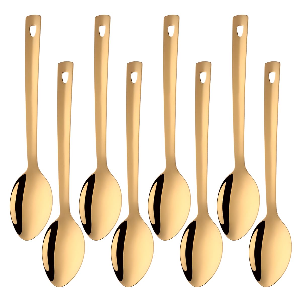 Photo 1 of 13-Inch Large Stainless Steel Serving Spoons Set, Long Handle Buffet Utensils, Dishwasher Safe (Gold, 8 piece)