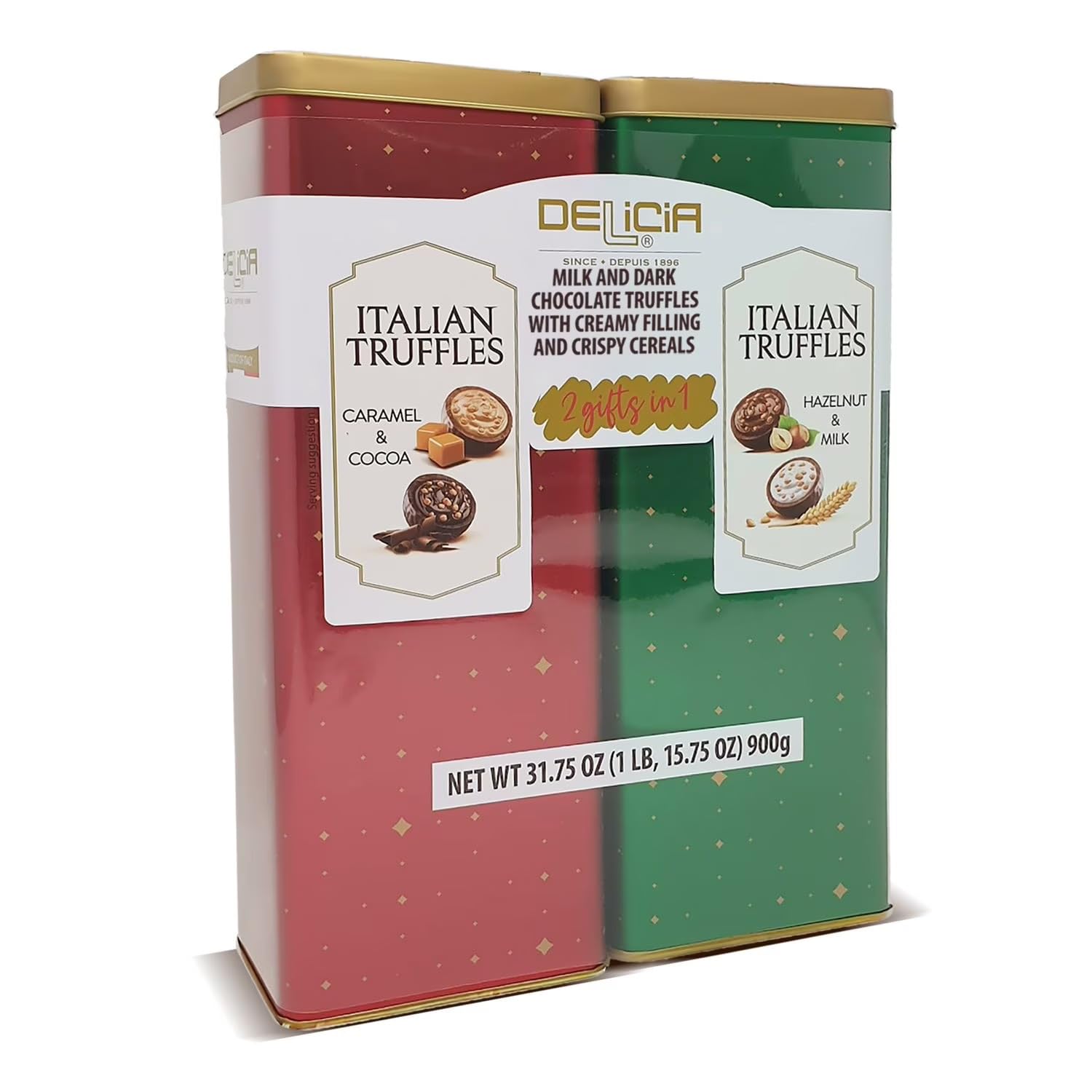 Delicia 2 Pack Italian Truffles Net Wt (15.87 Ozper Tin Net Wt 31.74 Oz),, ()