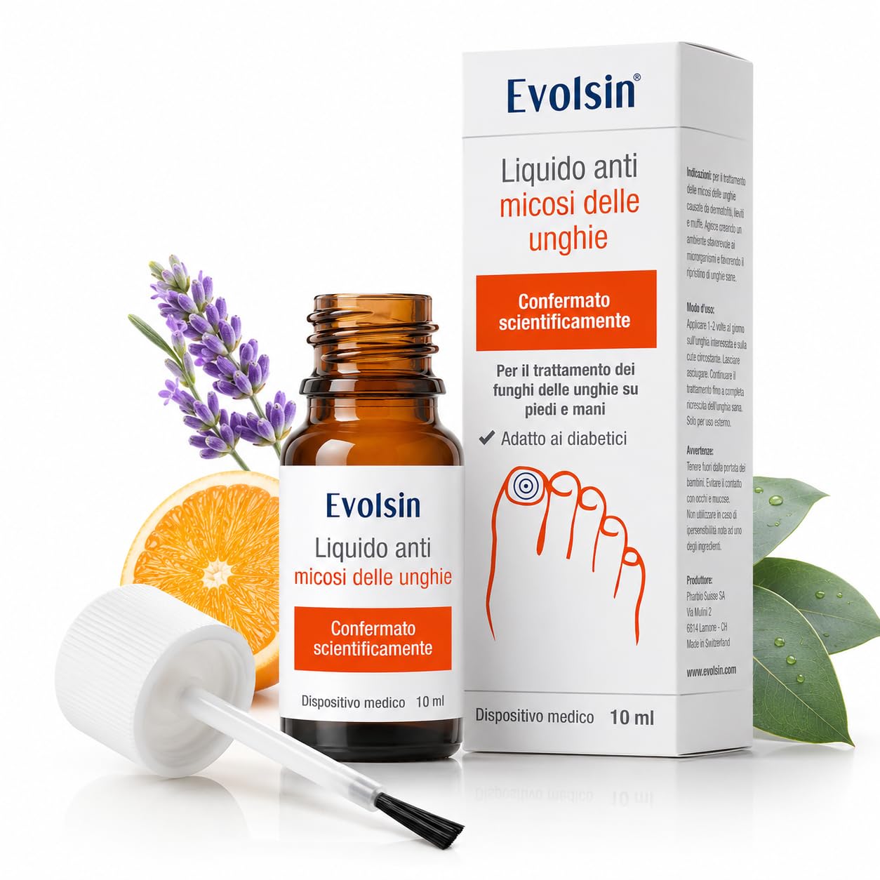 Evolsin® Liquido Anti Micosi Unghie Mani e Piedi 10 ml – Trattamento Unghie con Formula Liquida e Pennello – Dispositivo Medico Adatto anche ai Diabetici