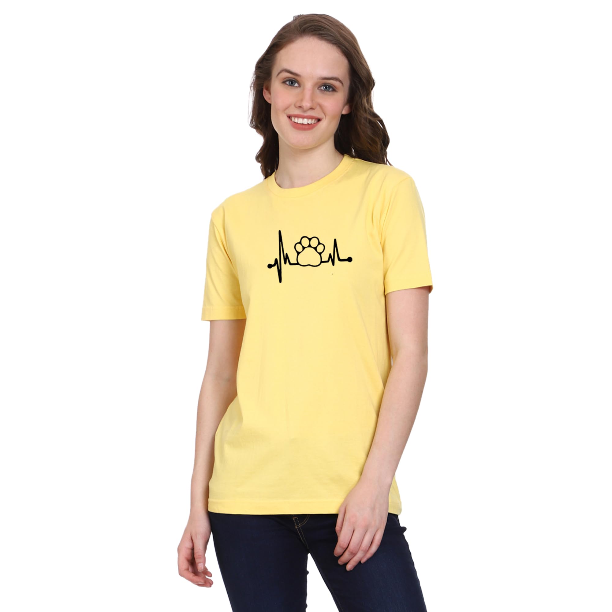 Paws Printed Half Sleeves Round Neck Cotten T-Shirt for Women | T-Shirts for Dog Lovers and Owners | Dog Quote T-Shirts | Pet Lover T-Shirts (B0CB3M1LMN) Amazon Price History, Amazon Price Tracker