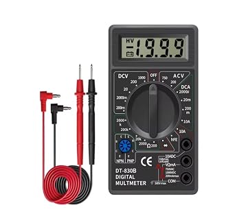 DT830B AC/DC LCD Digital Multimeter Voltmeter Ammeter Ohm Tester High Safety Electrical Handheld Meter Digital MultimeterBlack