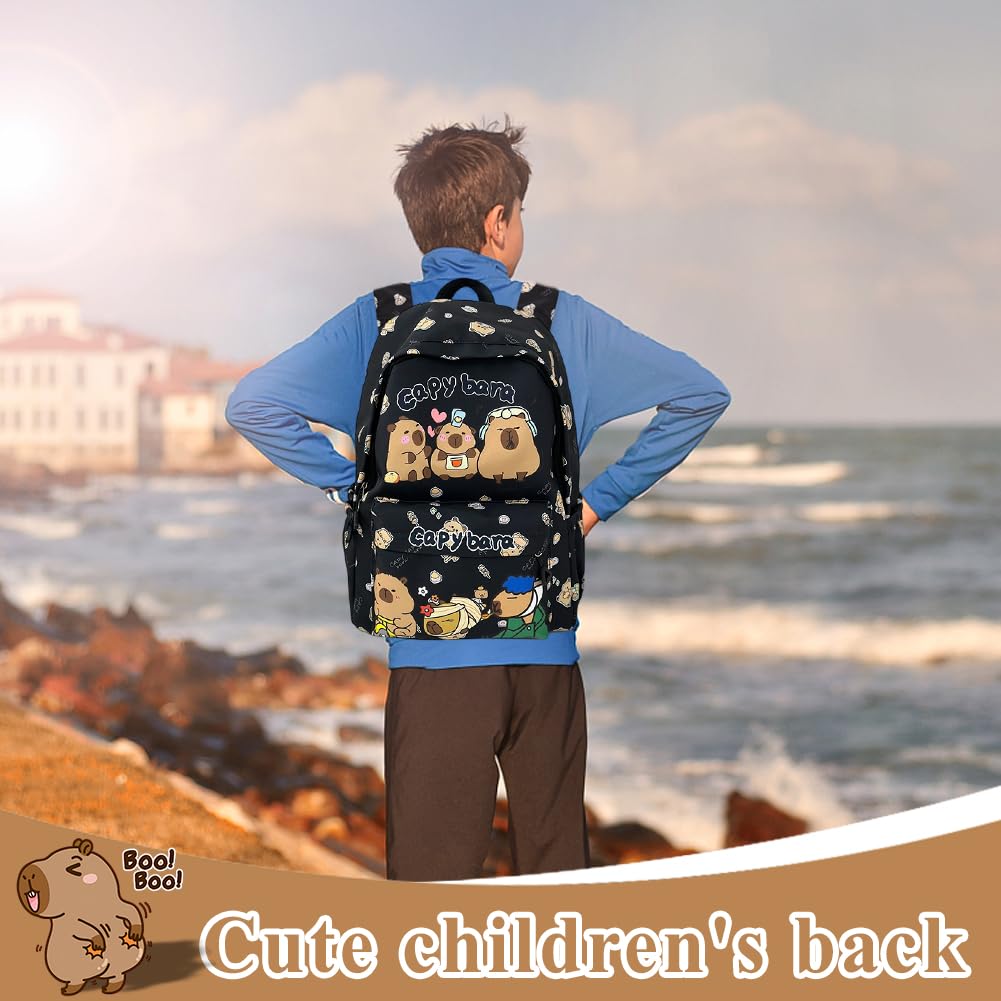 Mochila Escolar Capybara, Capybara Bolsa de Almuerzo Niño, Escolar de Dibujos Animados en 3D Escolares Anime Mochila,Schoolbag escolar de dibujos animados para niños
