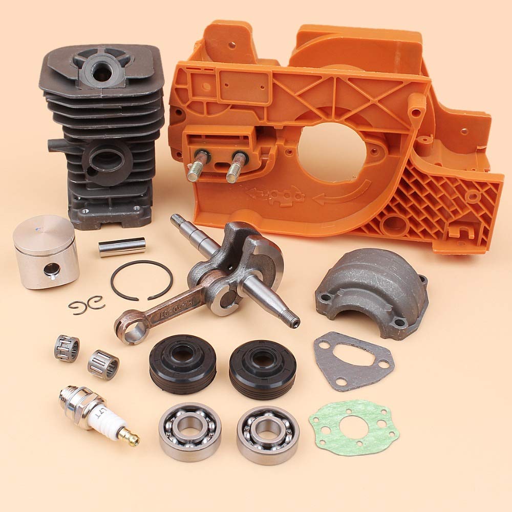 Tiempo Beixi Sello de Aceite del cigüeñal Cilindro de pistón Crancase Pan Juego de cojinete Compatible con Husqvarna 137 142 Motosierra Motor Motor de Piezas de Repuesto