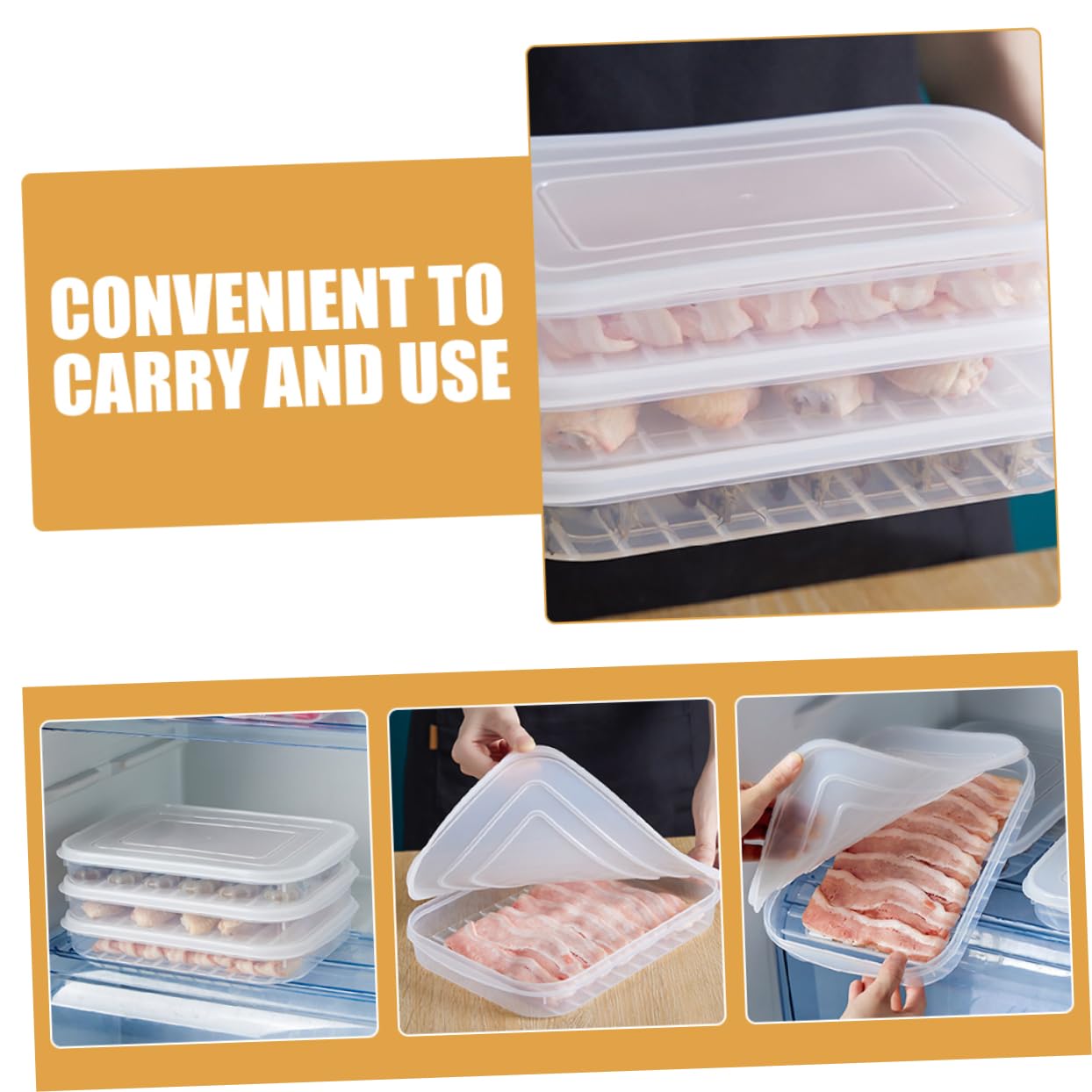 4pezzi Contenitore Per Bacon e Altri Alimenti Freschi Da Scatole Di Conservazione Per Frigorifero Per Pesce e Di Mare Leggero e Riutilizzabile Organizzatore Per Cucina
