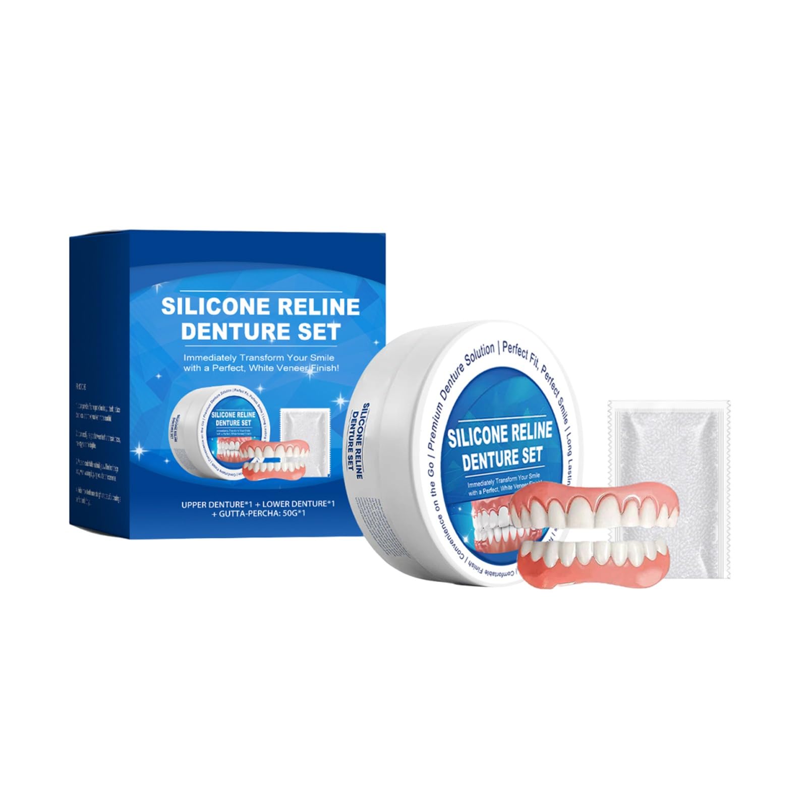 Moldable False Teeth Fix Your Smile Dentures - Veneers Teeth for Women Men Upper and Lower Matching Set