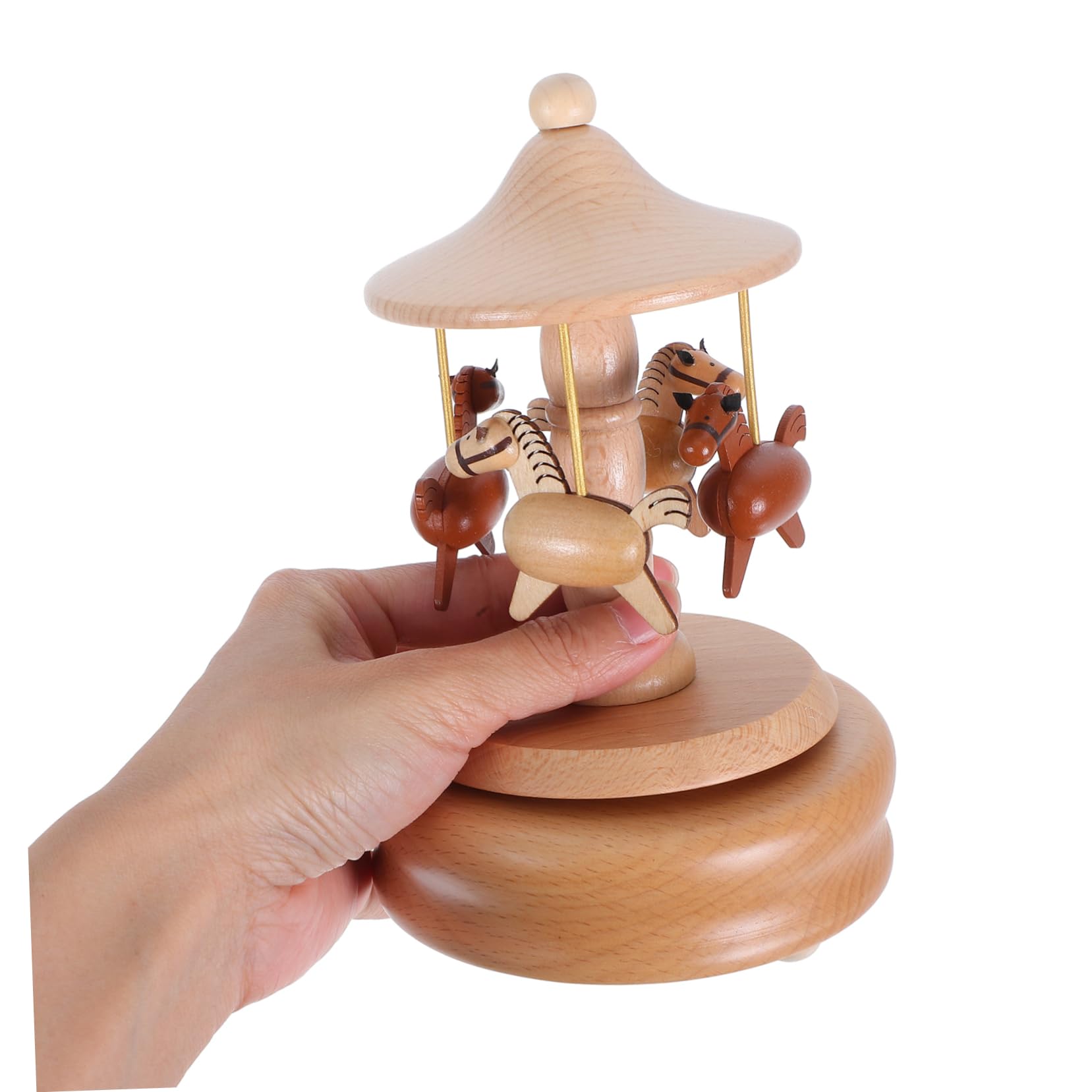 ibasenice Carillon Giostra Rotante in Legno Beige per Casa e Compleanno