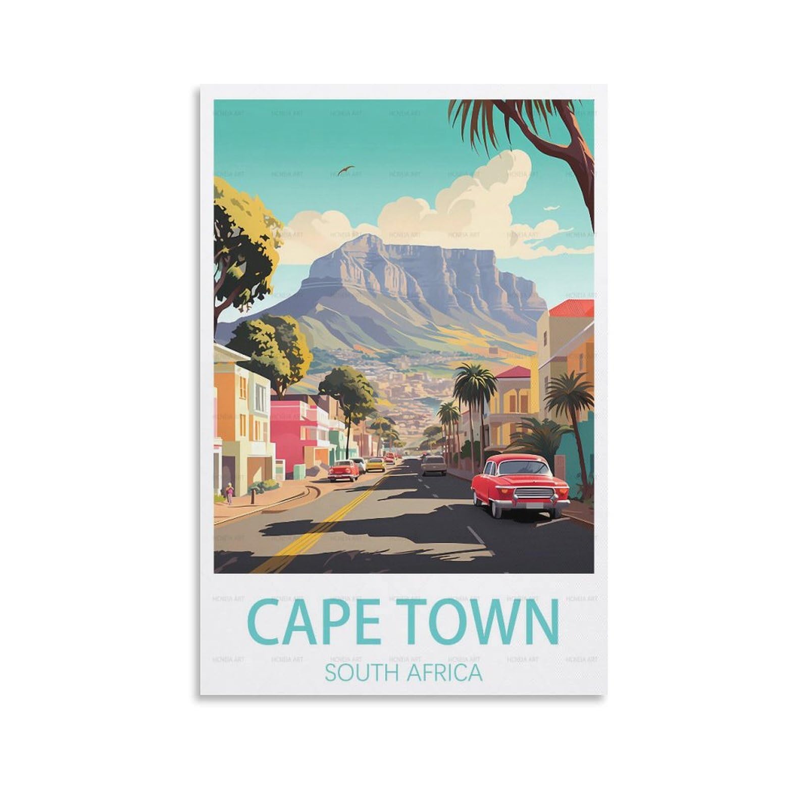 Puplum Unframe-Style Cape Town South Africa Vintage Travel Poster 20X30inch(50X75cm) Canvas Wall Art Posters For Living Room Decor Paintings For Home Decor