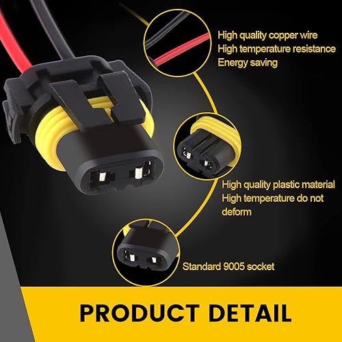 Miniatura 3 de Qasim 9005 9006 HB3 HB4 Adaptador de cableado hembra para faros delanteros, conector de luces antiniebla (paquete de 4)