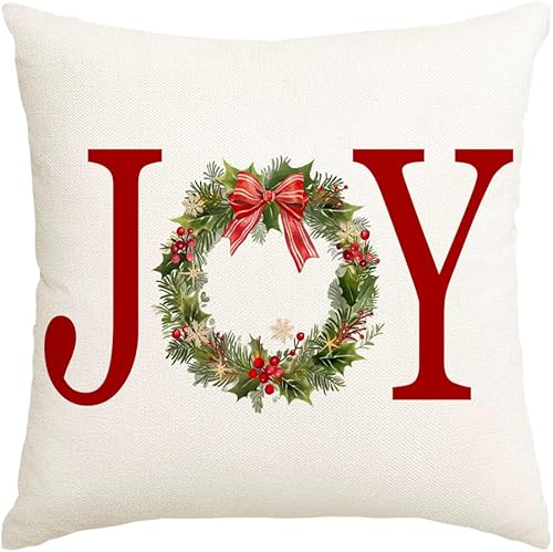 Miniatura 8 de RABUSOFA Fundas de almohada navideñas de 12 x 20 pulgadas, fundas de almohada decorativas de Navidad, fundas de cojín lumbar de Navidad con corona