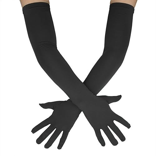 Howriis Men's and Women's 22" Spandex Elbow Length Stretch Gloves for Halloween Party Costume - 56cm - Black