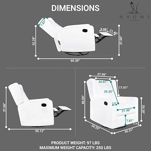 Miniatura 2 de Relájate con tu bebé, relájate con estilo con Odelia reclinable giratorio de 360, silla de maternidad para lactancia materna con amortiguación de