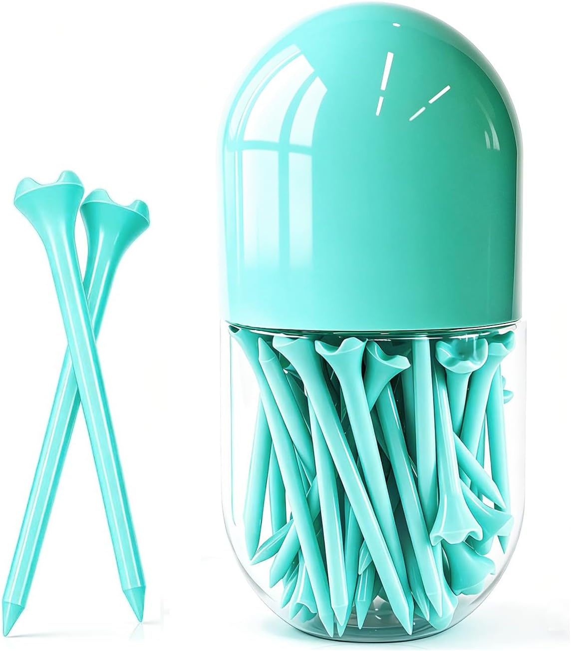 Stable & Durable Plastic Golf Tees 60Pcs Size 2-3/4 Inch or 3-1/4 Inch Packaged in Plastic Jar with Lid Available Pink White Blue Color